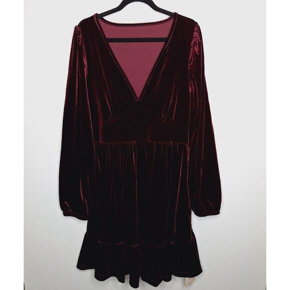 Halara Velvet Mini Chill Dress Long Sleeve Ruffled M Dusky Purple Whimsygoth - Picture 6 of 11